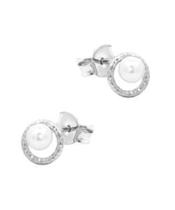 Halo Pearl Silver Stud Earring STS-7119